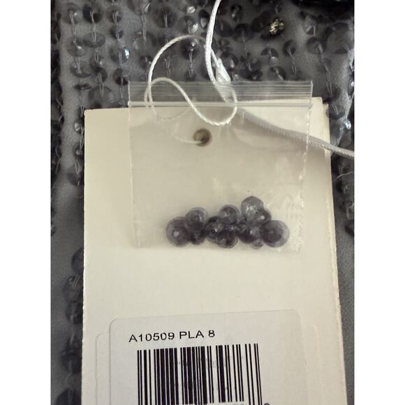 Mac Duggal 10509 Sequin Cocktail Sheath Dress Round Neck Sleeveless Platinum - Picture 12 of 16